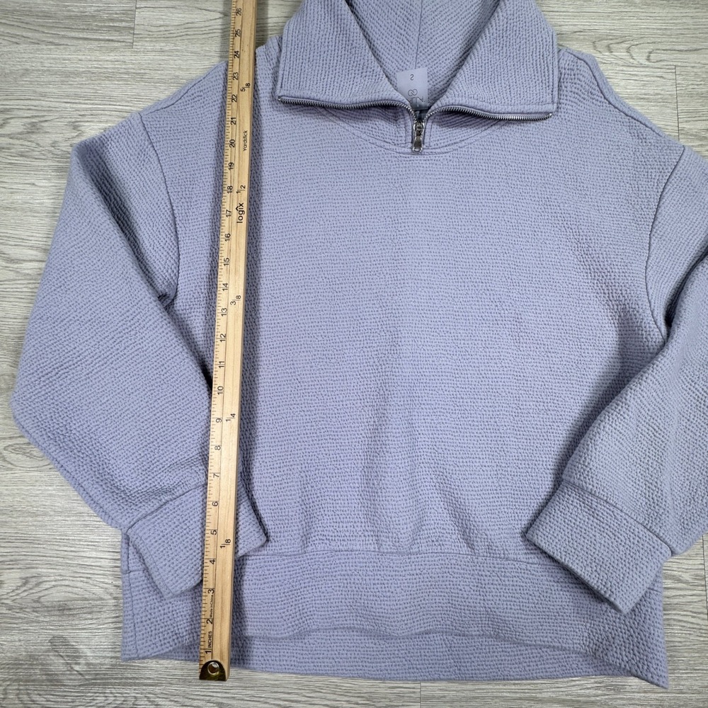 CALIA Women Pullover Quarter Zip Textured Sweatshirt Lavender Purple Small Cozy - Picture 3 of 7